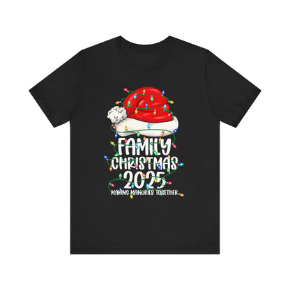 Family Christmas 2025 Shirt – Santa Hat & String Lights Matching Holiday Tee