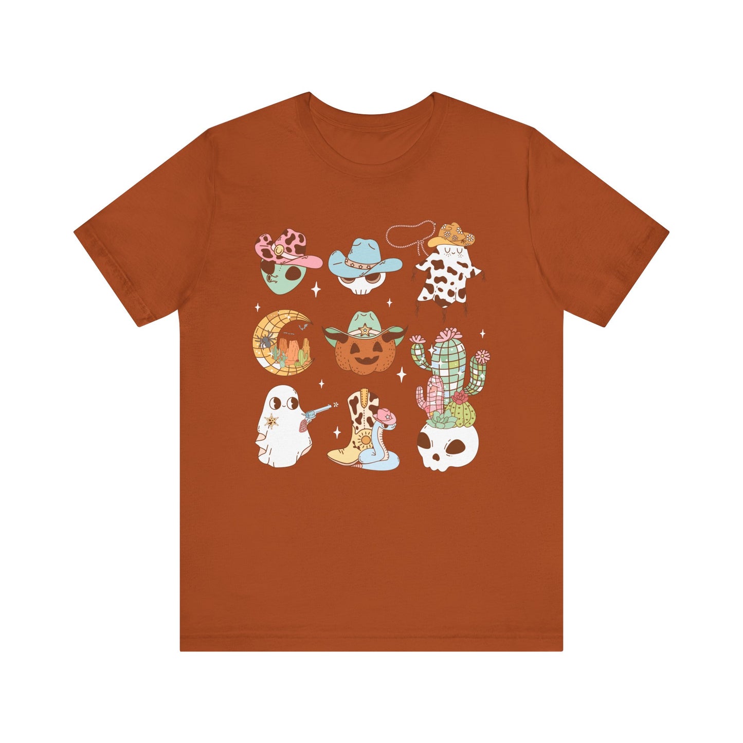 Western Halloween Cowboy Alien Rodeo Skull Spooky Ghost Kids T-Shirt