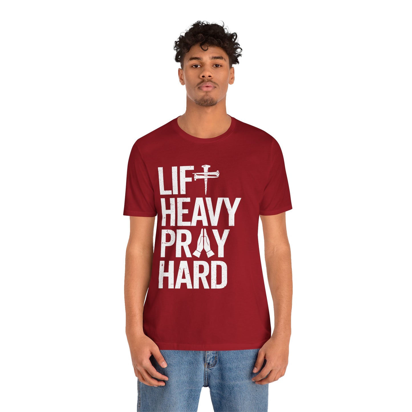 Lift Heavy Pray Hard Cross Nails Trendy Christ Gym Vintage T-Shirt