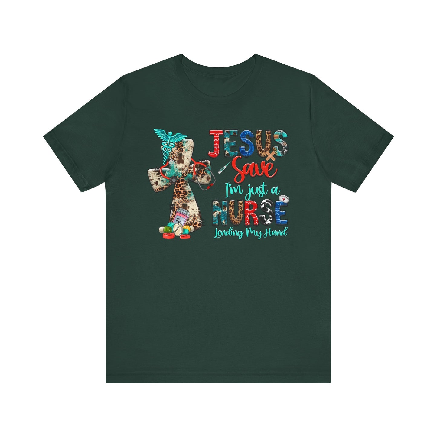 Jesus Save I’m Just a Nurse Shirt – Christian Leopard Print Western Faith Nurse Tee
