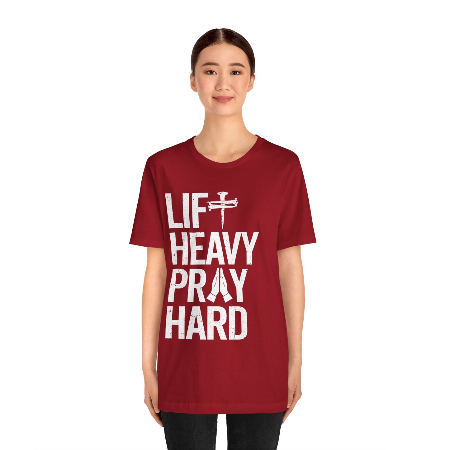 Lift Heavy Pray Hard Cross Nails Trendy Christ Gym Vintage T-Shirt