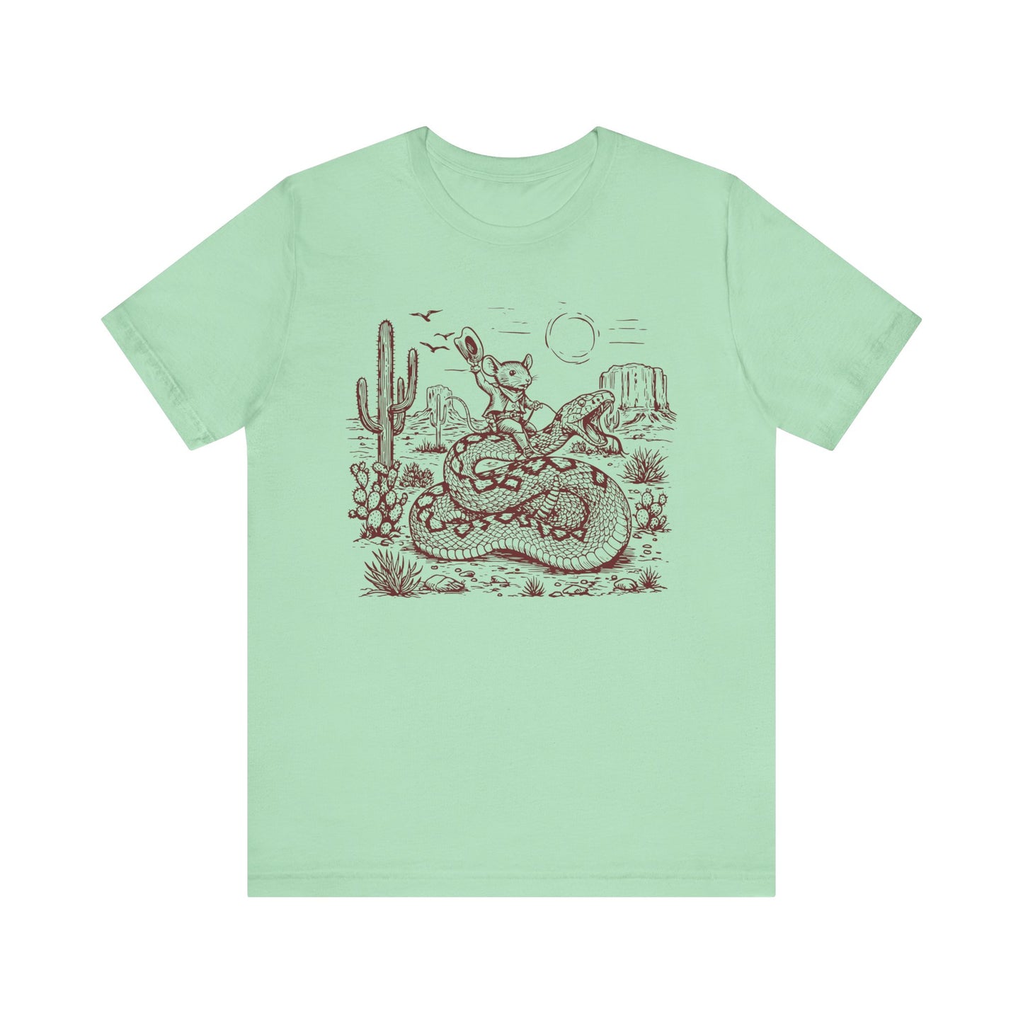 Cowboy Mouse Riding Rattlesnake Shirt – Funny Wild West Rodeo Tee