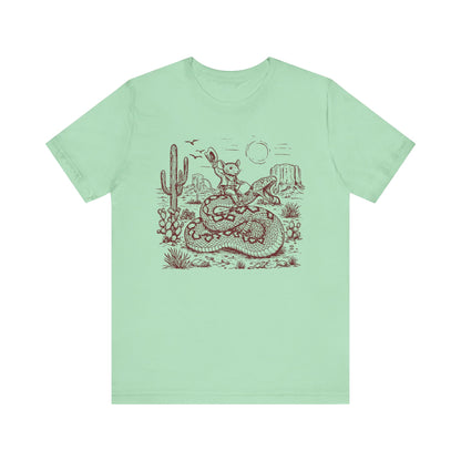 Cowboy Mouse Riding Rattlesnake Shirt – Funny Wild West Rodeo Tee