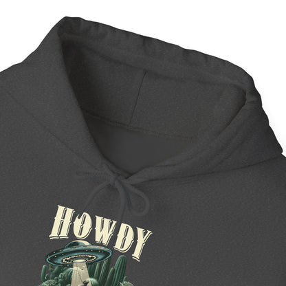 Howdy Cow Abduction Hoodie – Western UFO Rodeo Cactus Desert Texas Pullover