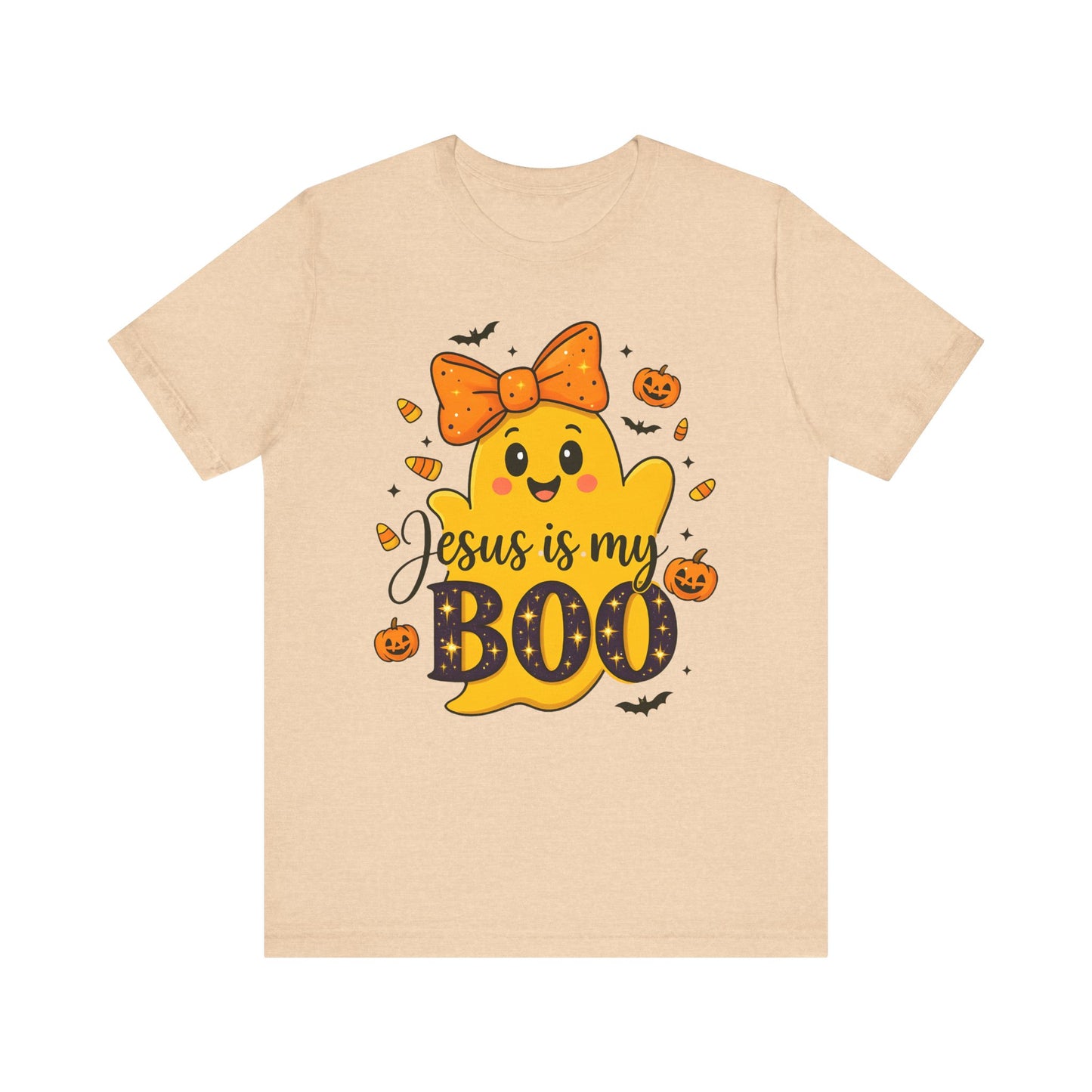 Jesus Is My Boo Shirt – Cute Christian Ghost with Bow Halloween Faith Tee