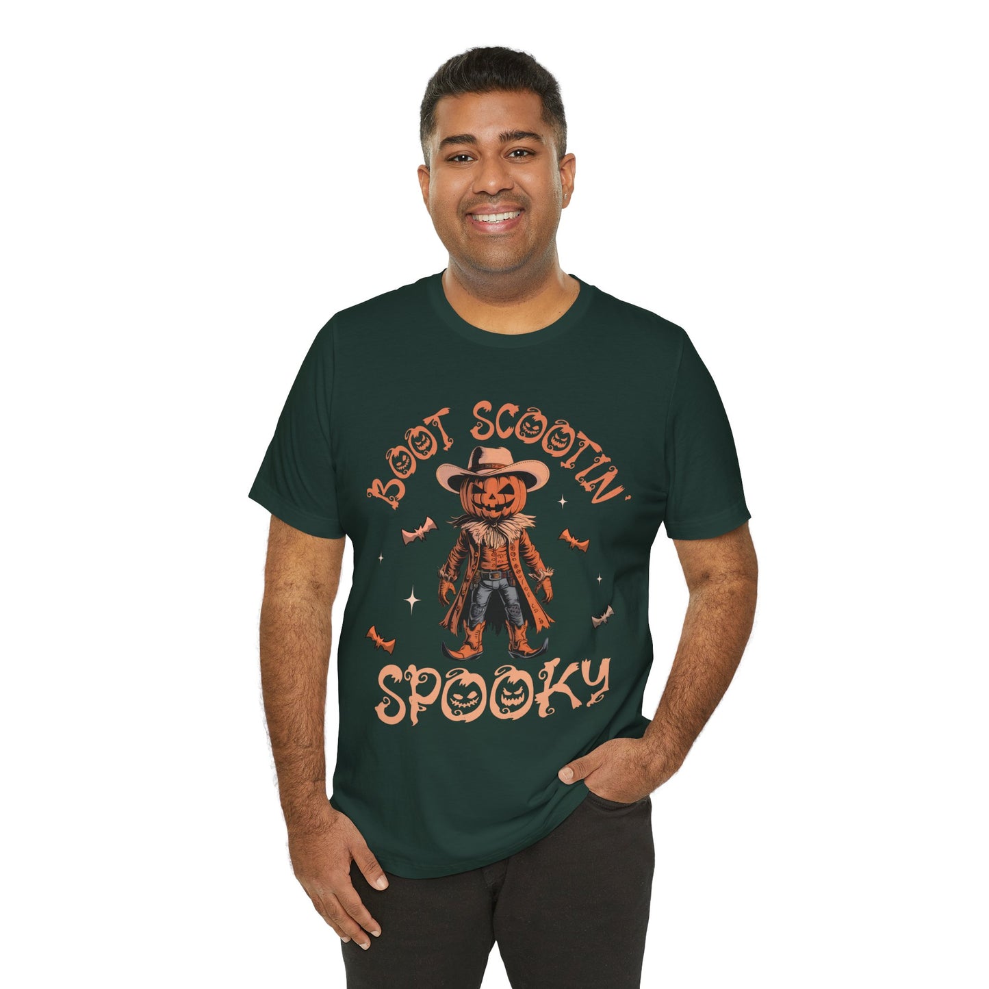 Boot Scootin’ Spooky Shirt – Funny Cowboy Pumpkin Head Western Halloween Tee