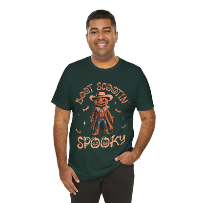 Boot Scootin’ Spooky Shirt – Funny Cowboy Pumpkin Head Western Halloween Tee