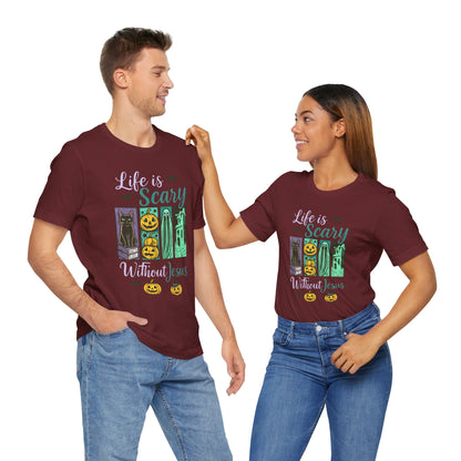 Life Is Scary Without Jesus Shirt – Christian Retro Halloween Faith Tee