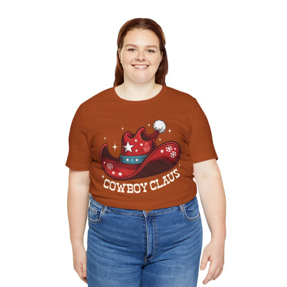 Cowboy Claus Christmas Shirt – Western Santa Hat Funny Cowboy Holiday Tee