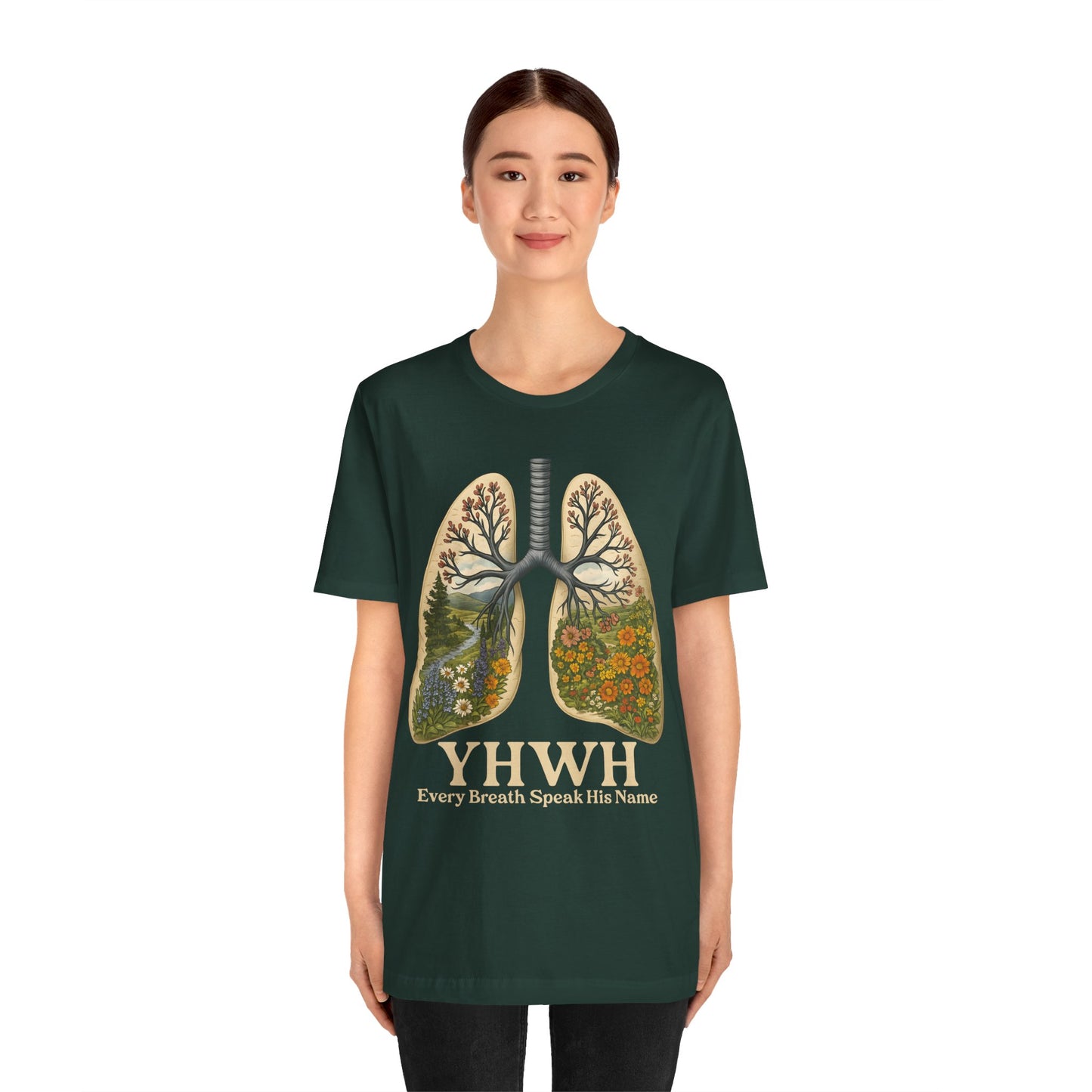 YHWH Every Breath Speaks His Name Shirt – Christian Forest Lungs Tee