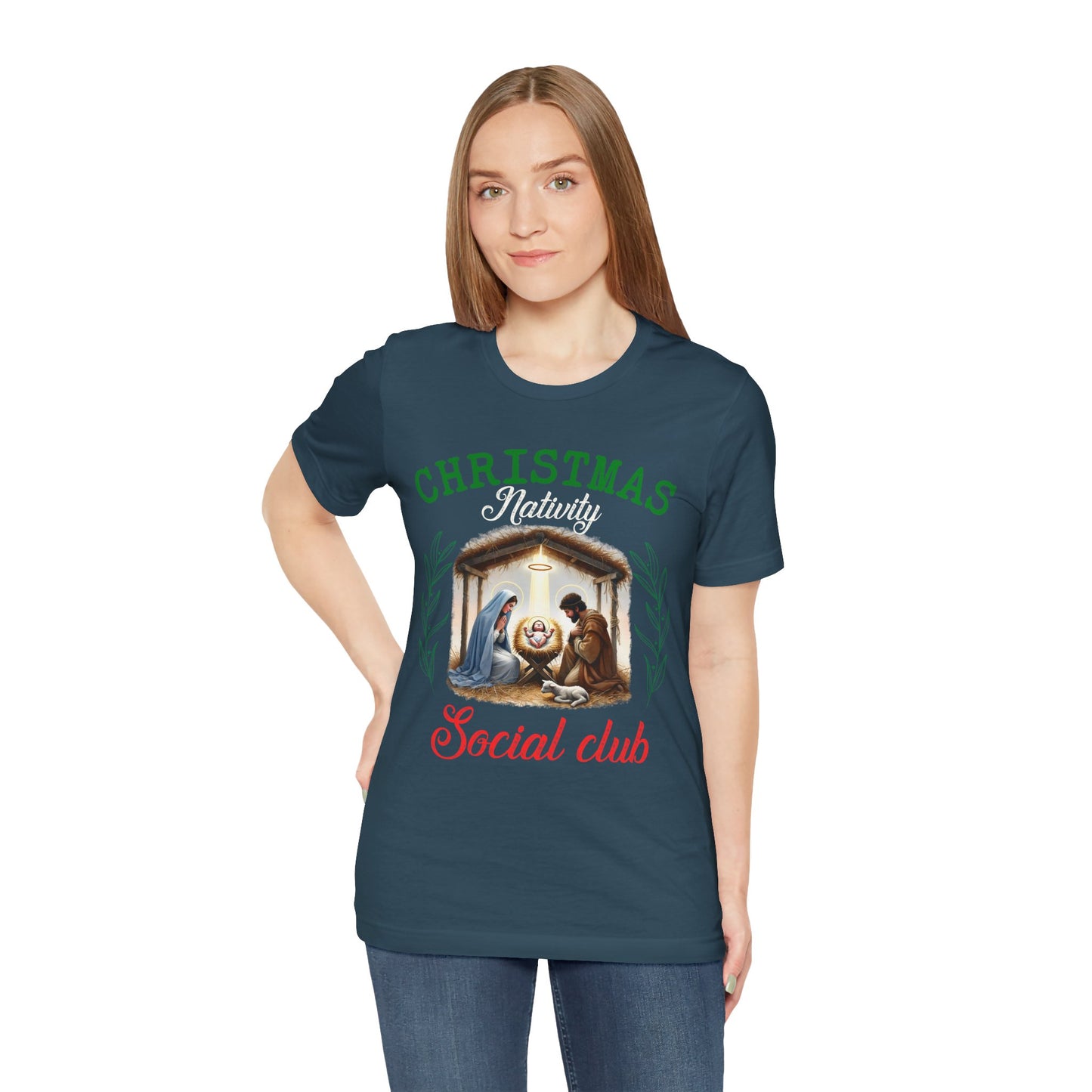 Christmas Nativity Social Club Shirt – Christian Nativity Scene Holiday Tee