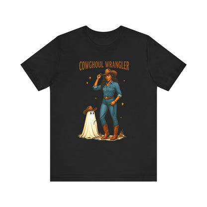 Cowghoul Wrangler Shirt Western Cowgirl Cowboy Ghost Halloween Tee, Spooky Rodeo Fall Outfit