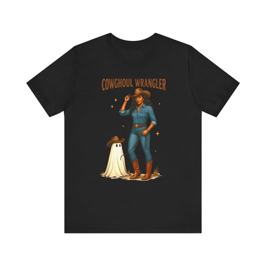 Cowghoul Wrangler Shirt Western Cowgirl Cowboy Ghost Halloween Tee, Spooky Rodeo Fall Outfit