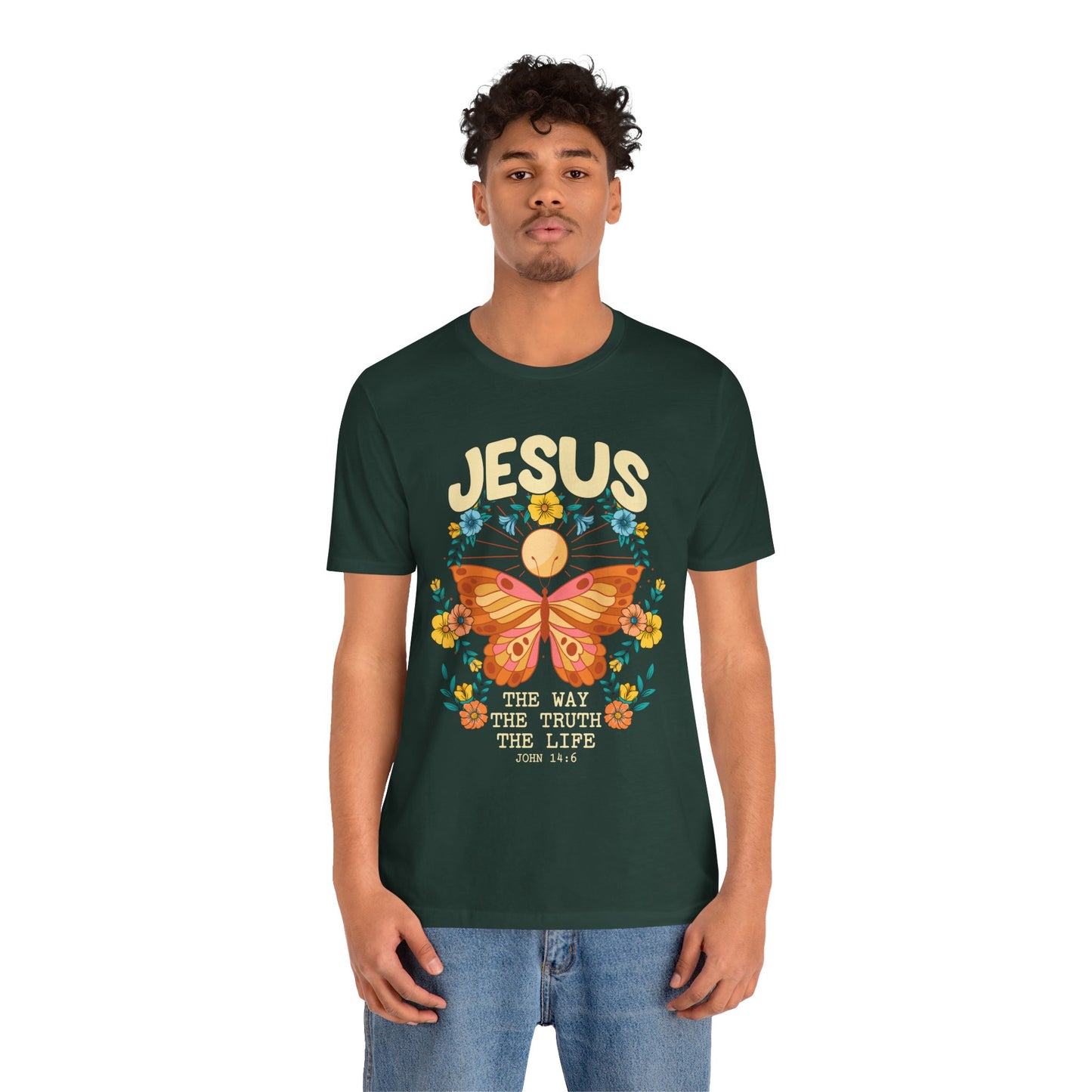 Jesus Butterfly Wildflower Shirt – John 14:6 Scripture Floral Christian Tee