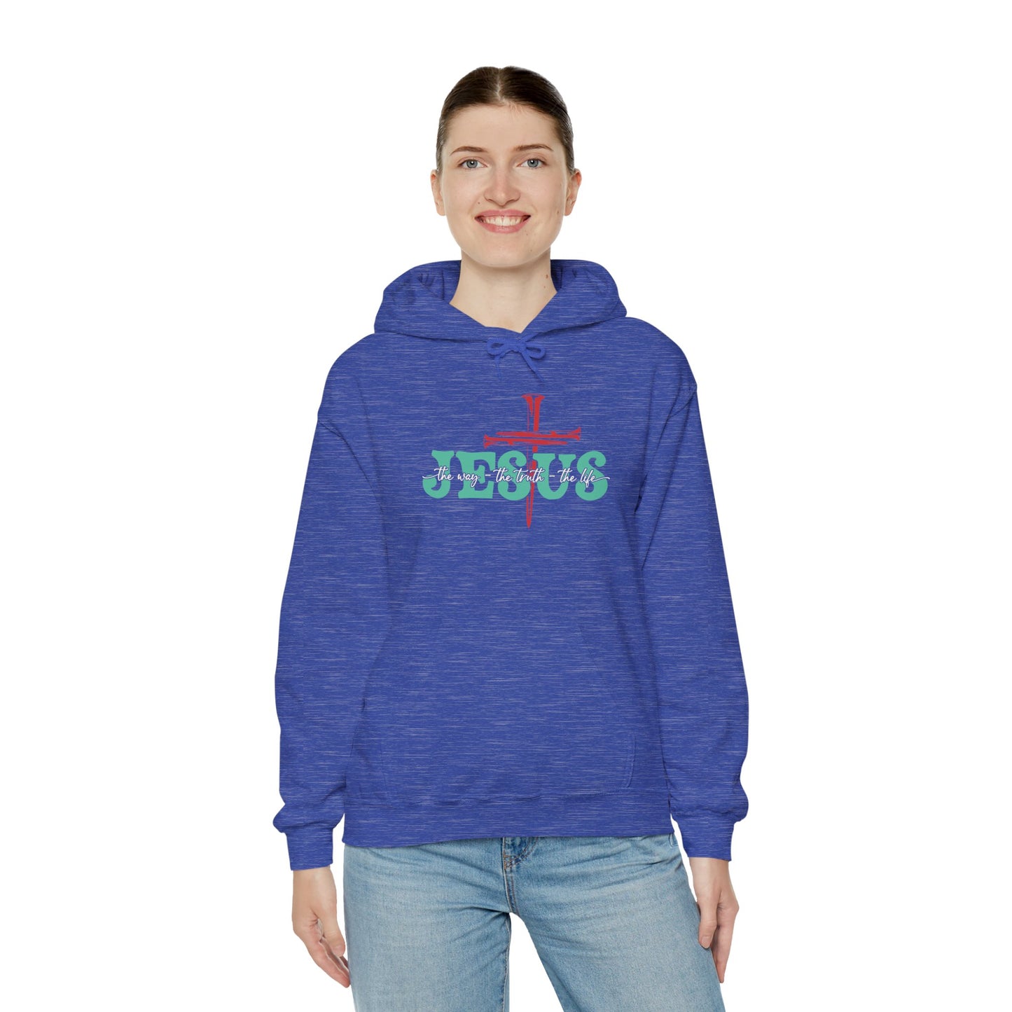 The Way Truth Life Christ Jesus Cross Nails Christian Bible Hoodie