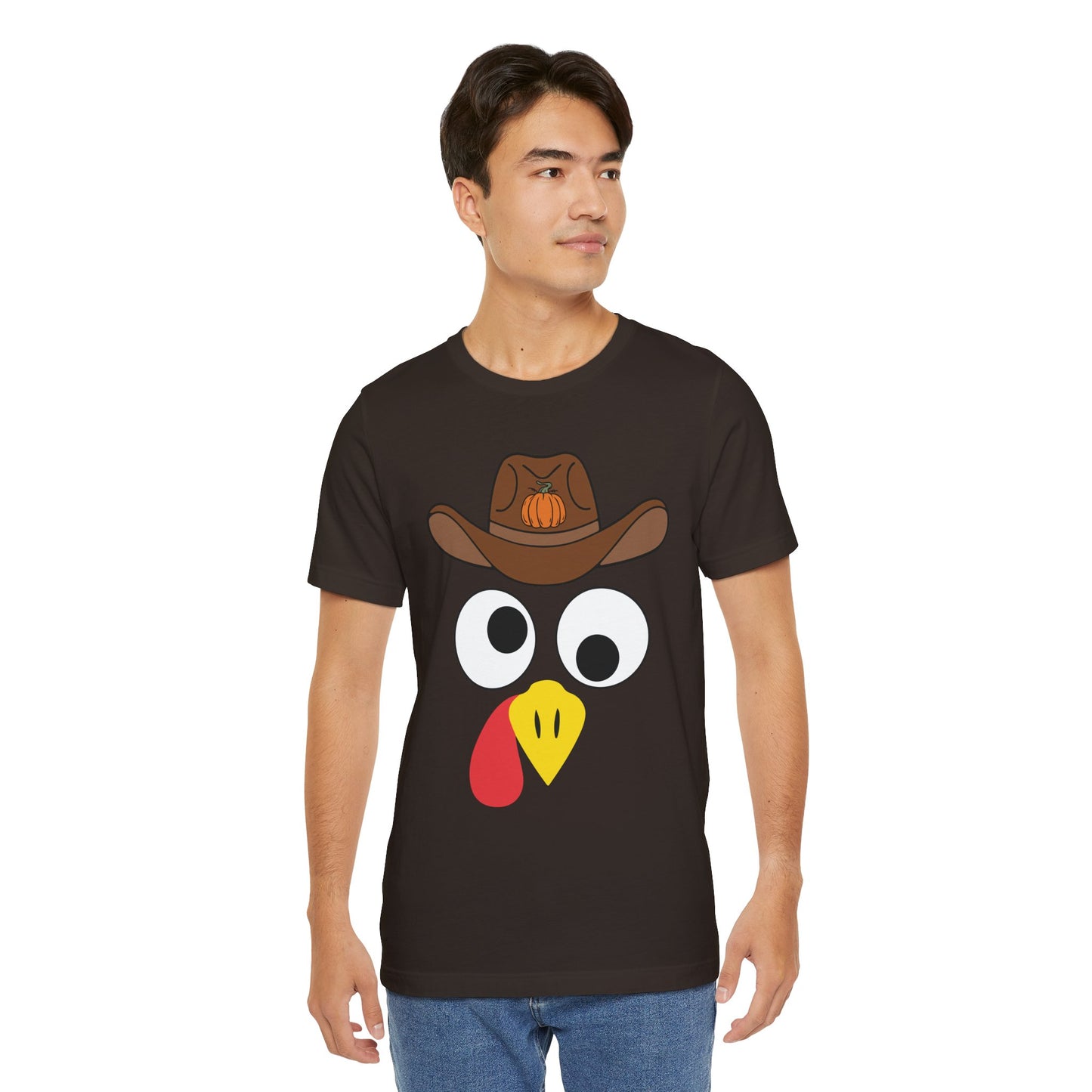 Thanksgiving Couples Turkey Face Shirt – Funny Cowboy & Cowgirl Matching Tee