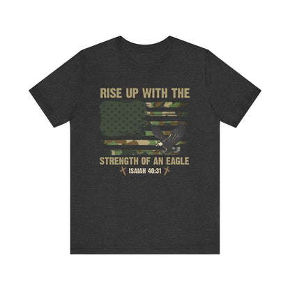 Rise Up with Strength Eagle Shirt – Isaiah 40:31 USA Flag Patriotic Christian Tee