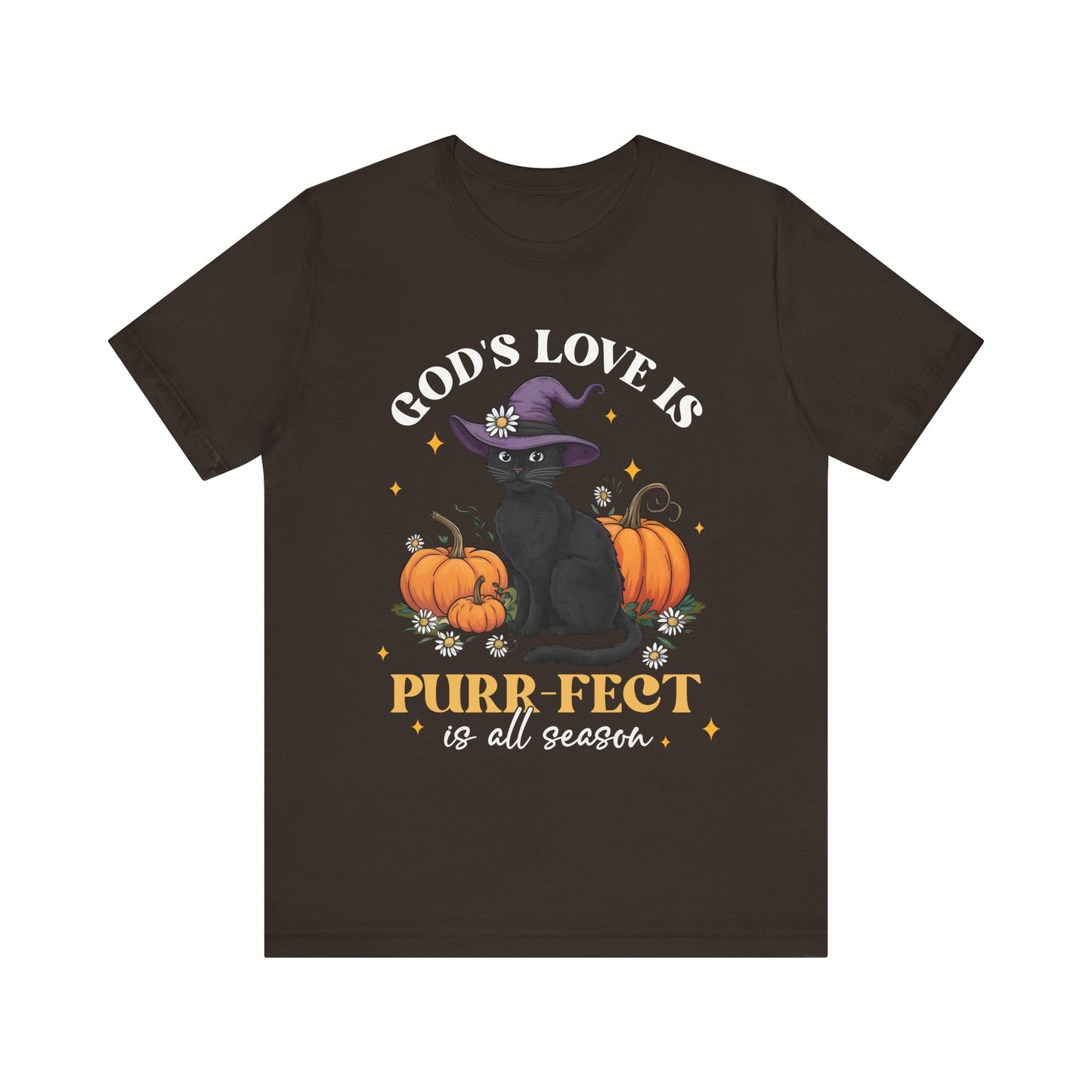 God’s Love Is Purr-fect Shirt – Cute Christian Black Cat Pumpkin Fall Faith Tee