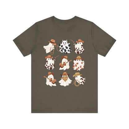 Ghost Cowboy Halloween Western Country Boo Guitar Cowgirl T-Shirt