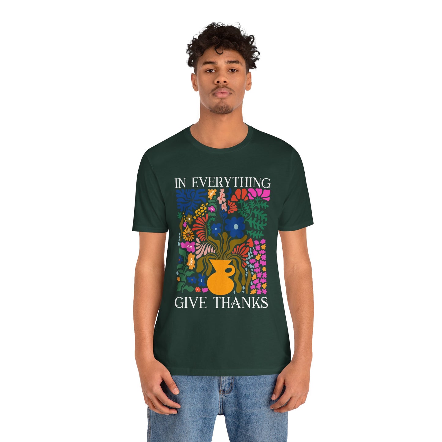 In Everything Give Thanks Shirt – Christian Boho Floral 1 Thessalonians 5:18 Tee