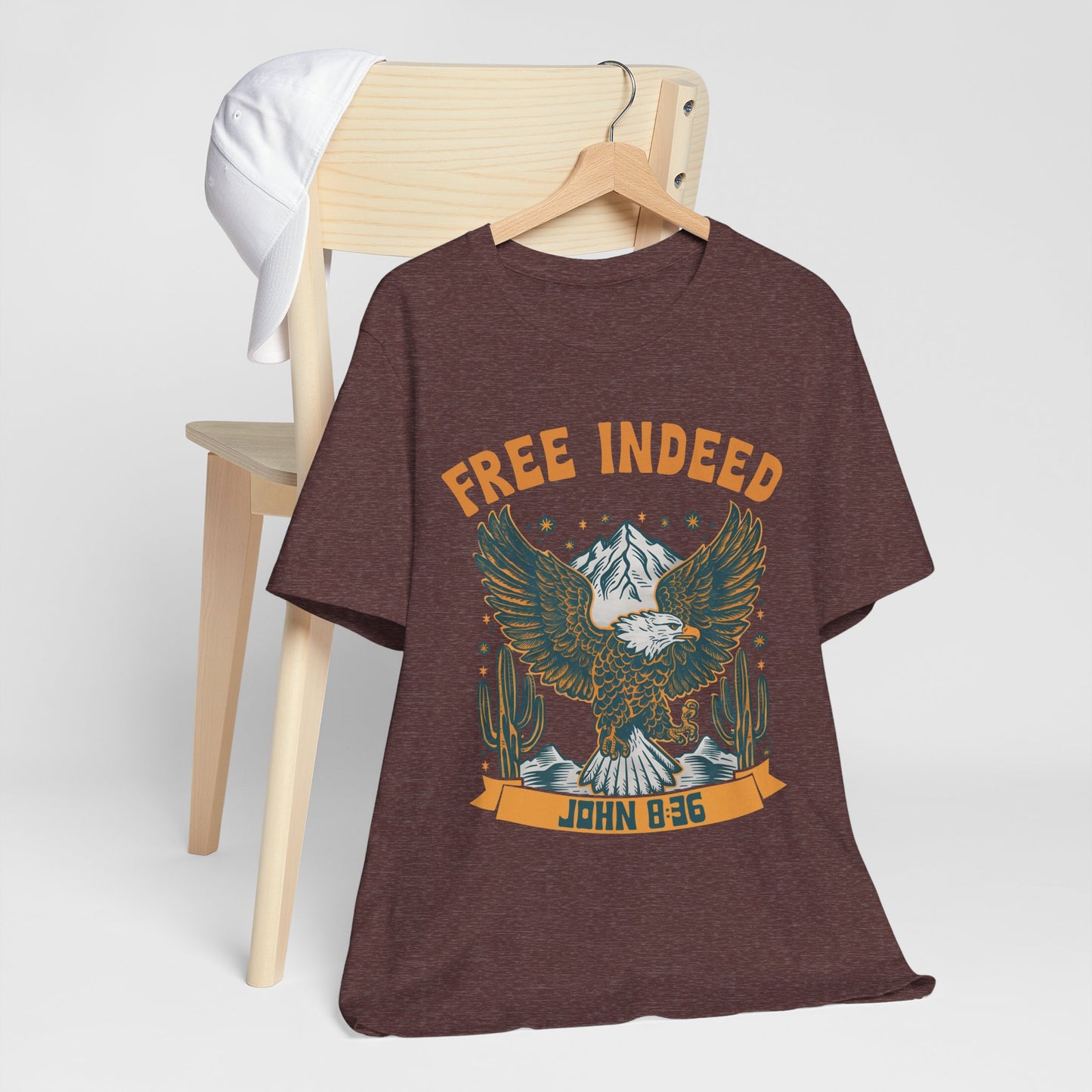 Free Indeed Shirt – Vintage John 8:36 Christian Eagle Bible Prayer Tee