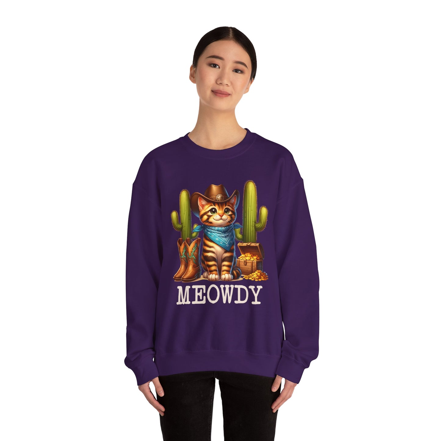 Meowdy Cowboy Cat Sweatshirt – Western Howdy Southern Country Cactus Pullover