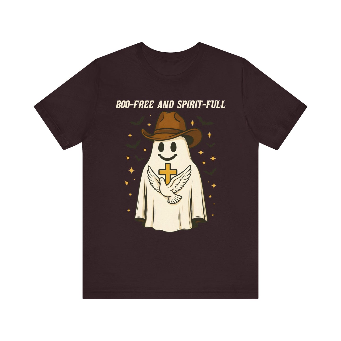 Boo Free and Spirit Full Shirt – Christian Ghost Cowboy Halloween Faith Tee