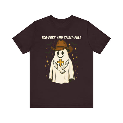 Boo Free and Spirit Full Shirt – Christian Ghost Cowboy Halloween Faith Tee