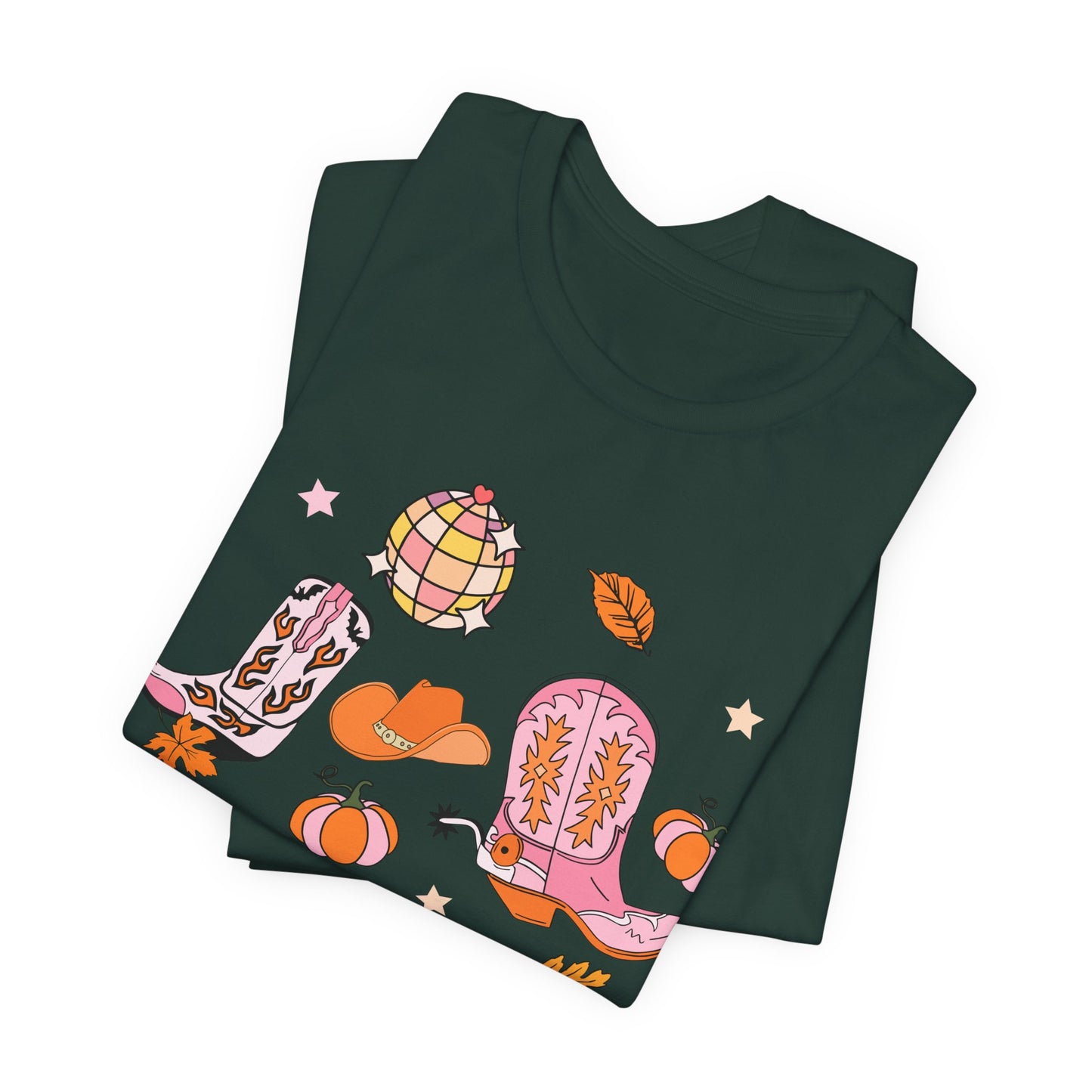 Boot Scootin Spooky Howdy Western Halloween Thanksgiving T-Shirt, Retro Cowgirl Fall Tee
