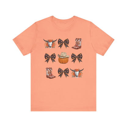 Western Halloween Cowgirl Shirt Boots & Pumpkin Skull Rodeo Tee