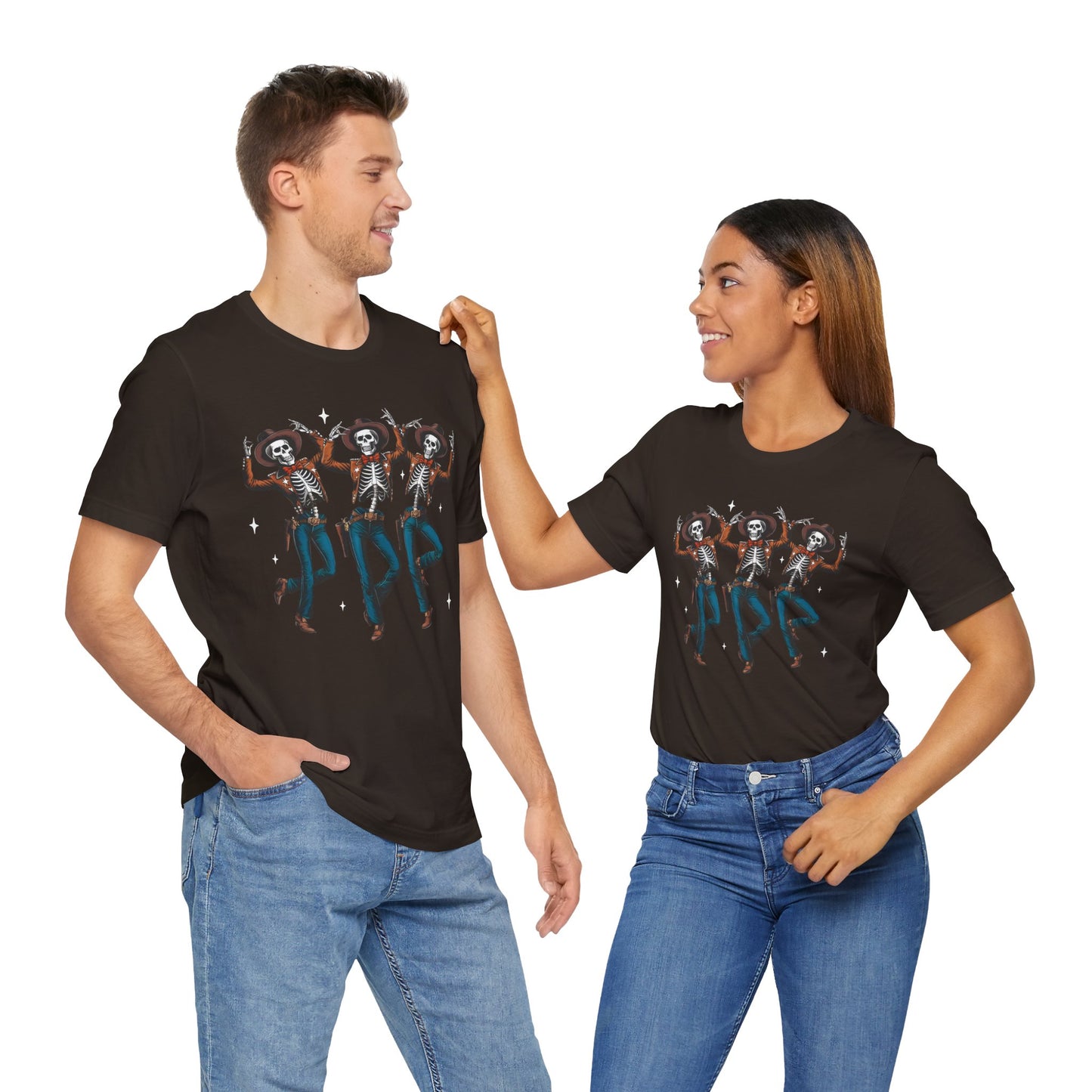 Halloween Western Dancing Skeletons Cowboy Creepy Country T-Shirt