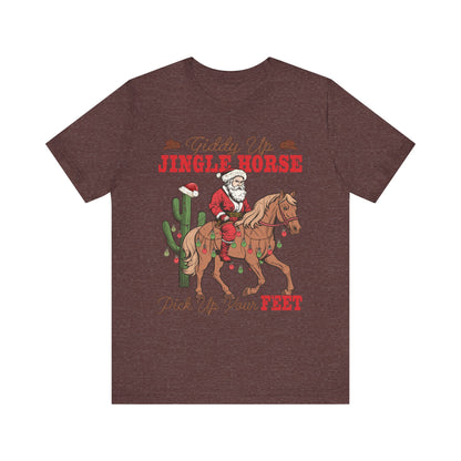 Giddy Up Jingle Horse Shirt – Retro Howdy Christmas Western Cowboy Holiday Tee