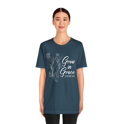 Grow in Grace Shirt – 2 Peter 3:18 Floral Christian Faith Bible Verse Tee