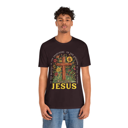 There Was Jesus Shirt – Retro Christian Floral Cross Worship Vintage Faith Tee