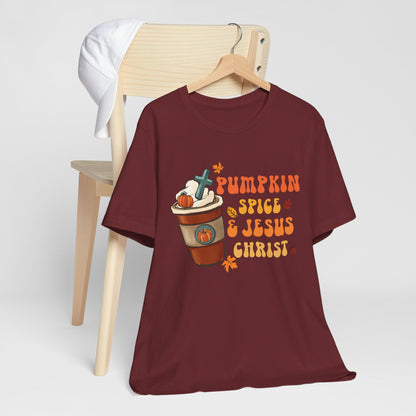 Pumpkin Spice Latte & Jesus Christ Shirt – Groovy Christian Fall Thanksgiving Tee