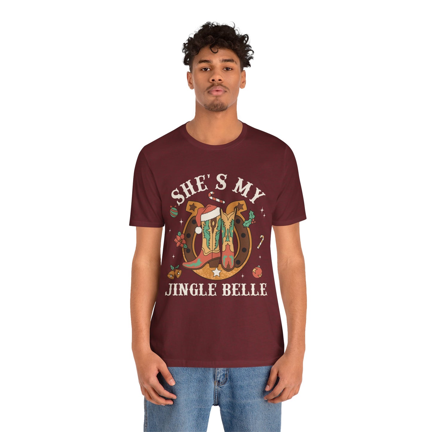She’s My Jingle Bell Shirt – Cute Western Cowboy Cowgirl Matching Christmas Tee