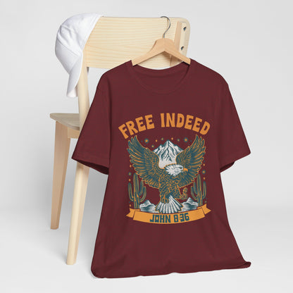 Free Indeed Shirt – Vintage John 8:36 Christian Eagle Bible Prayer Tee