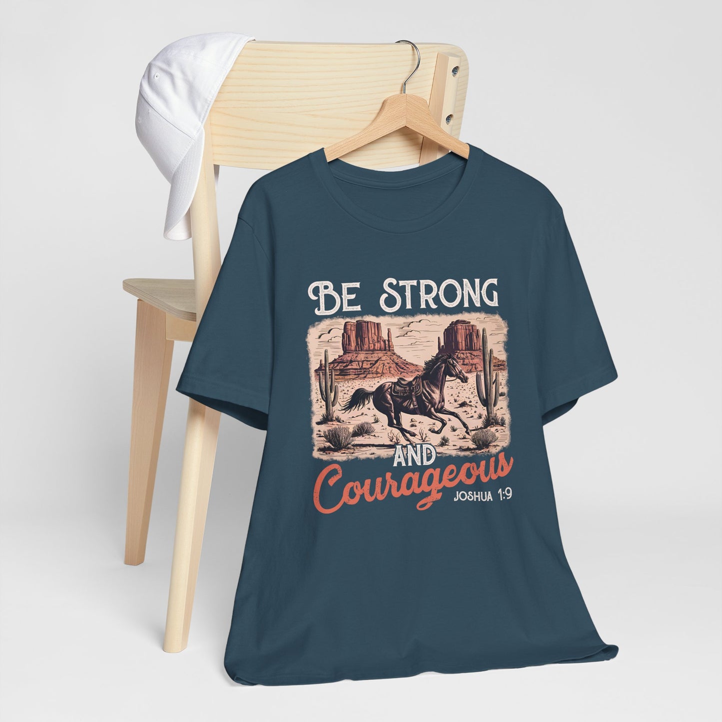 Be Strong and Courageous Shirt – Western Horse Christian Cowgirl Tee