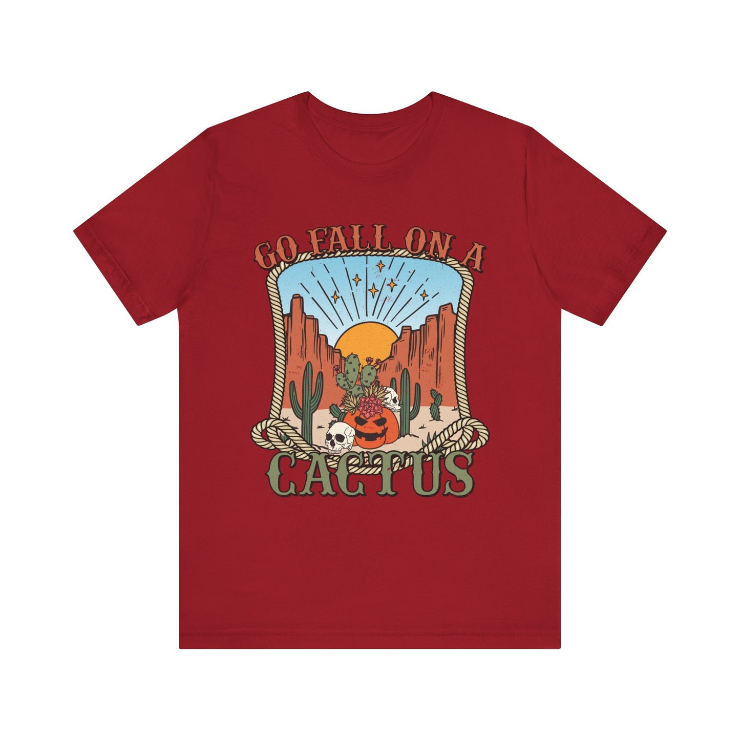 Go Fall On A Cactus Shirt Funny Western Pumpkin Halloween Howdy Tee