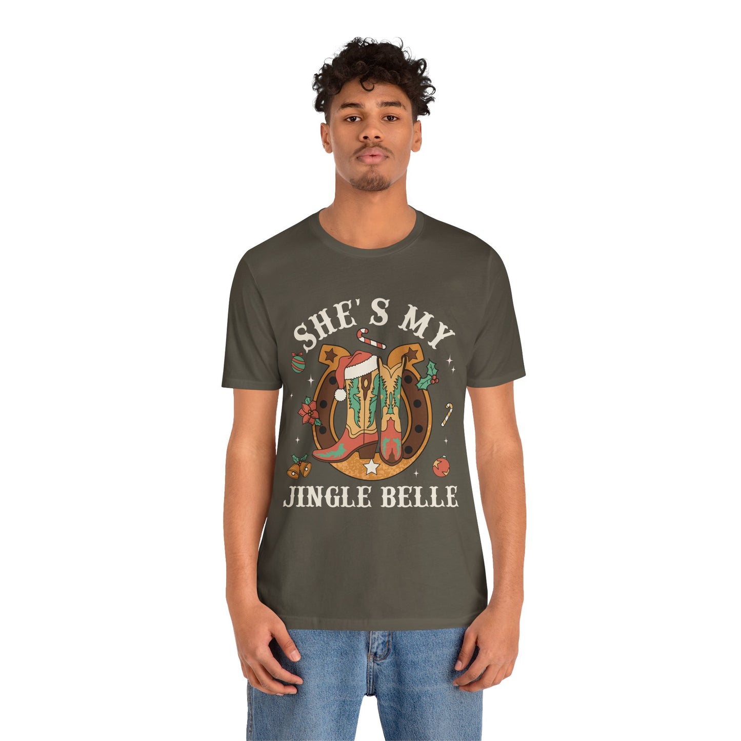 She’s My Jingle Bell Shirt – Cute Western Cowboy Cowgirl Matching Christmas Tee