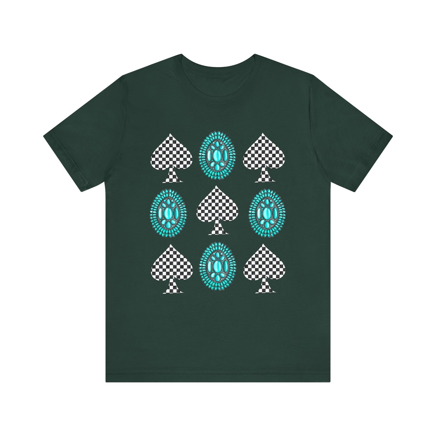 Western Turquoise Stone Shirt – Gemstone Playing Card Texas Rodeo Tee