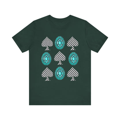 Western Turquoise Stone Shirt – Gemstone Playing Card Texas Rodeo Tee