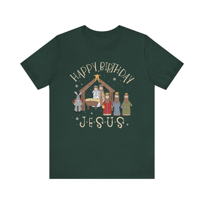 Nativity Happy Birthday Jesus Shirt – Christian Faith-Filled Christmas Tee
