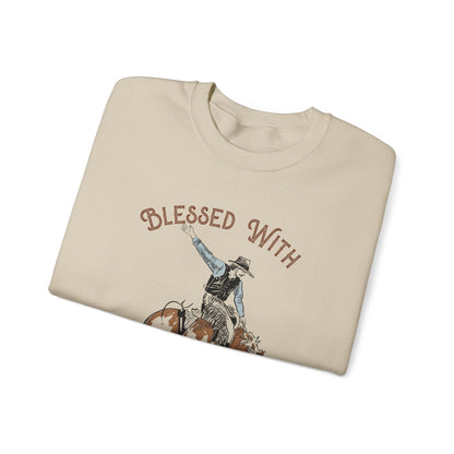 Blessed with a Cowboy Sweatshirt – Retro Christian Western Rodeo Pullover
