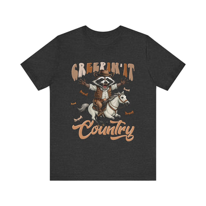 Creepin It Country Creepy Raccoon Halloween Horse Ride Howdy T-Shirt