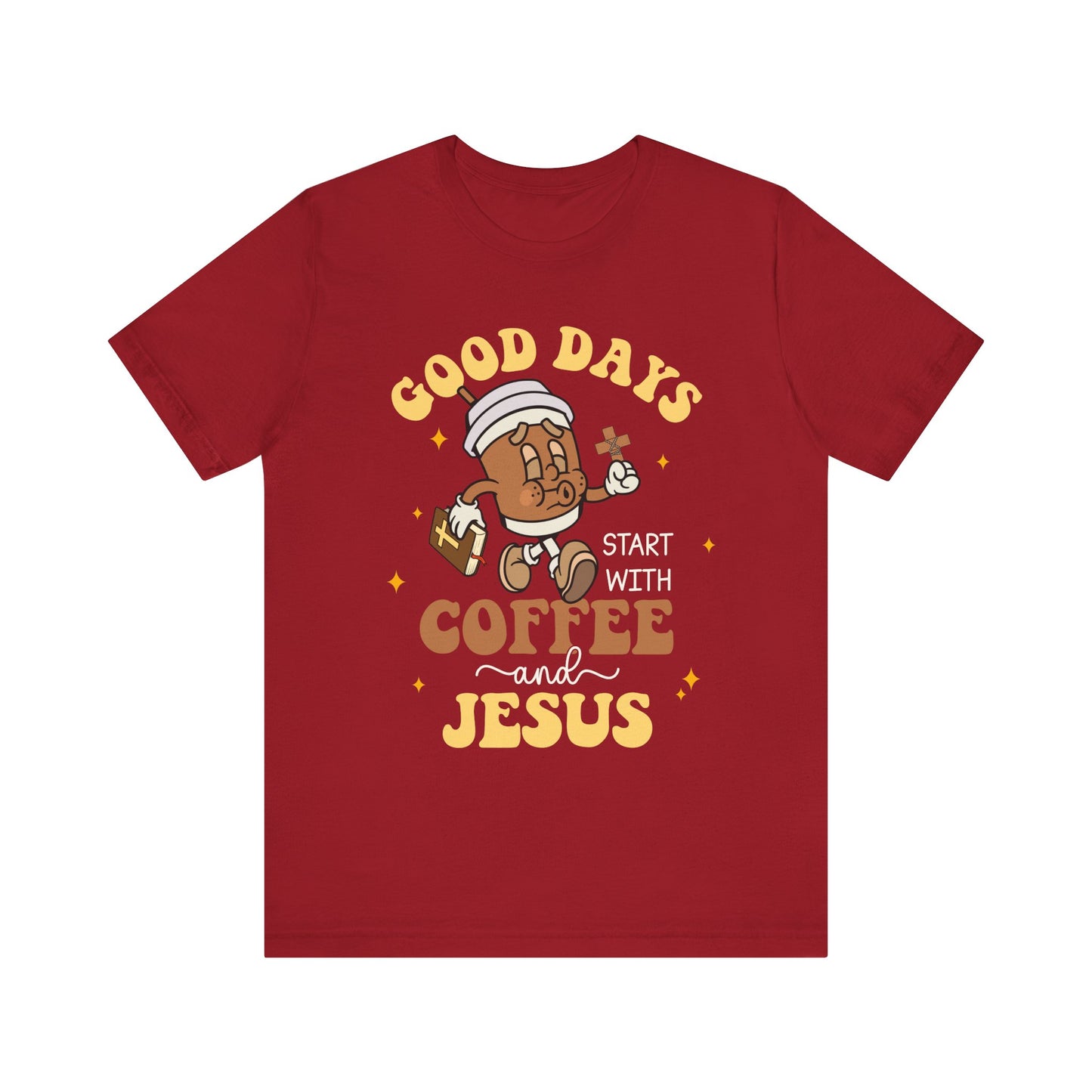 Good Days Start with Coffee & Jesus Shirt – Christian Groovy Prayer Tee