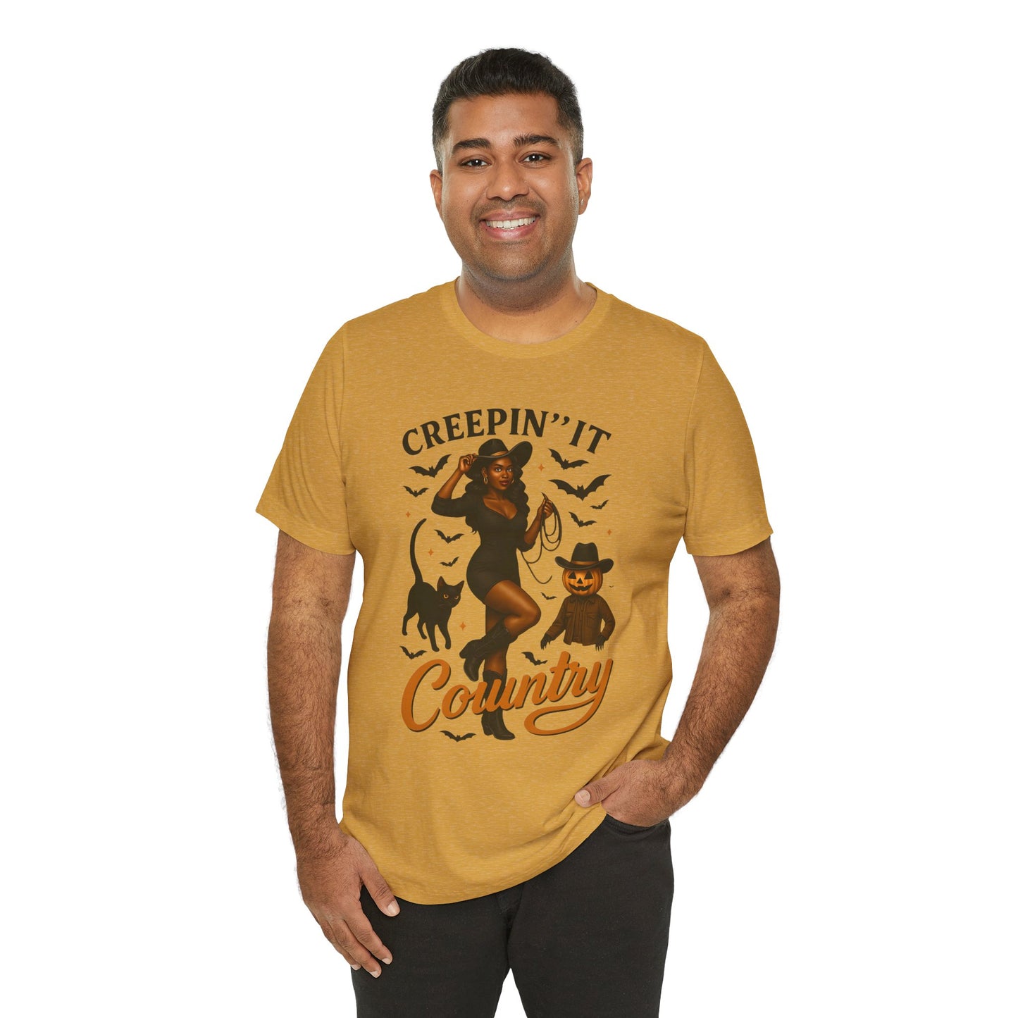 Creepin’ It Country Shirt – Spooky Cowgirl Pumpkin Western Halloween Tee