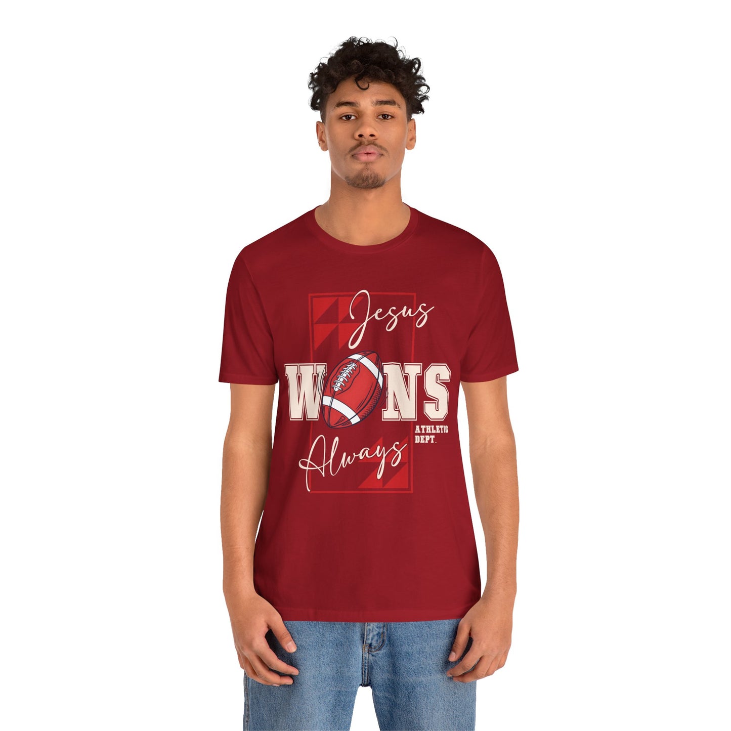 Jesus Wins Always Shirt – Christian Football Faith Player Sports Tee