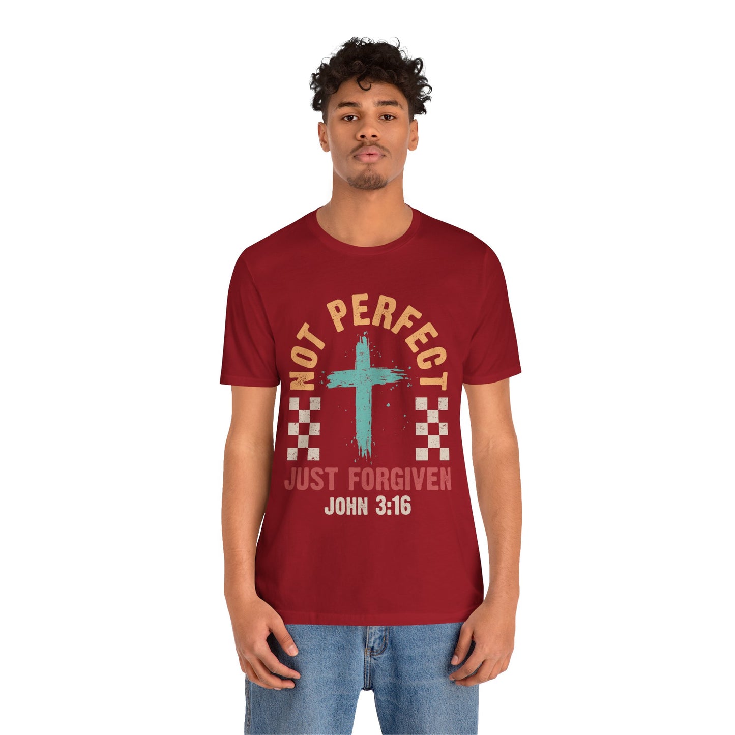 Not Perfect Just Forgiven Shirt – Christian John 3:16 Cross Grace Faith Tee