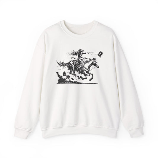 Cowgirl Riding Horse Sweatshirt – Christian Scripture Western Rodeo Texas Pullover